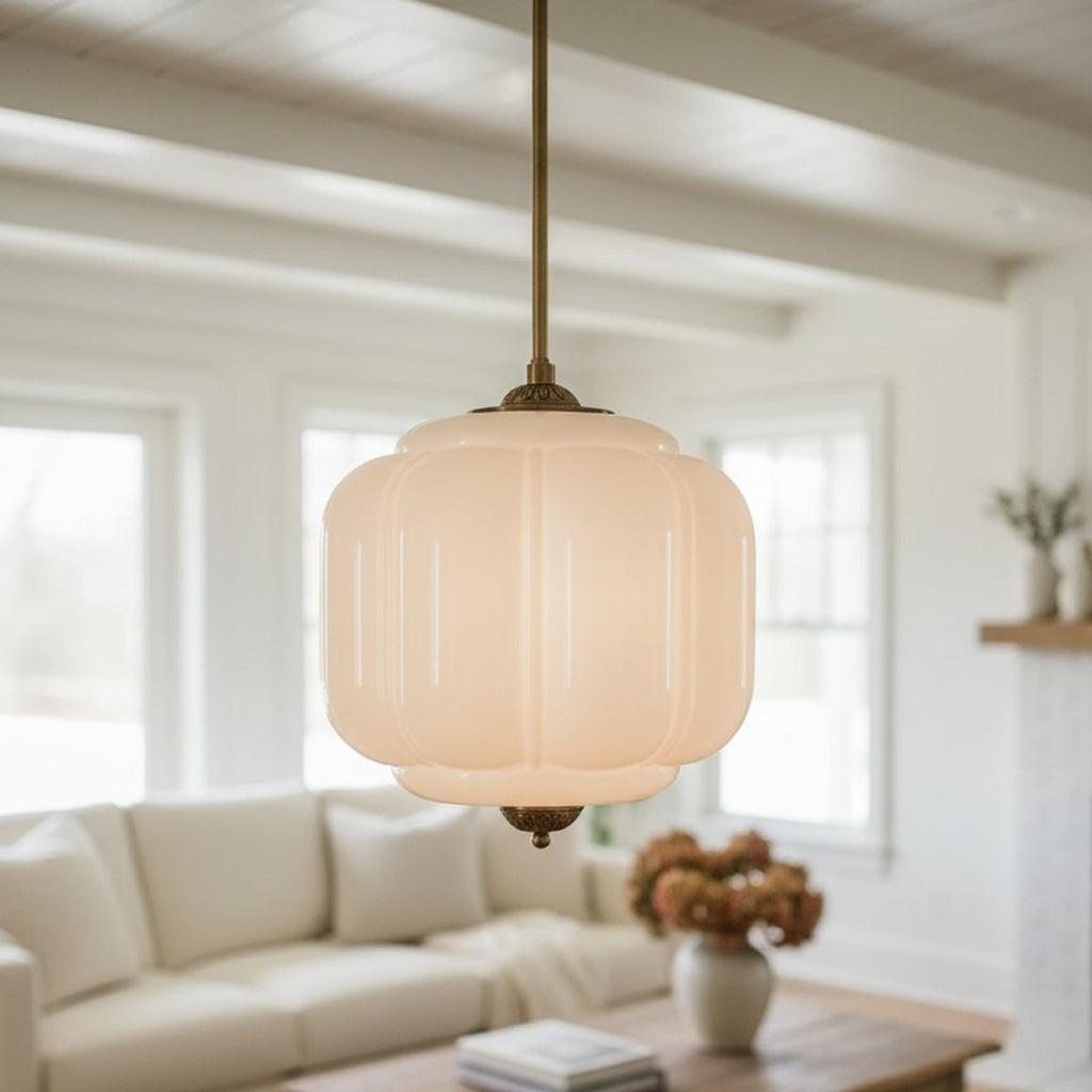 Lumi Vintage Milk Glass Eloise Pendant Light, 1-Light