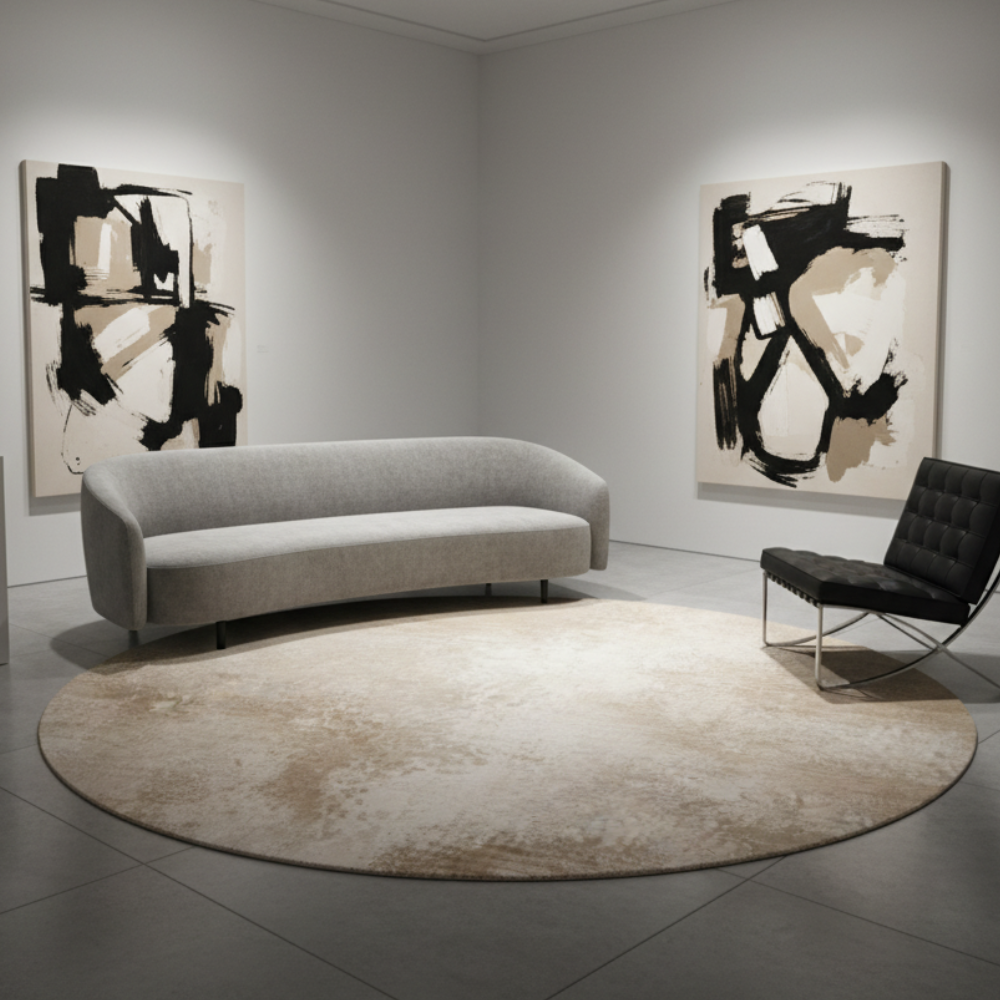 Veloria Luxury Round Cream Area Rug | Soft Plush Carpet for Living Room or Bedroom Round Area Rugs