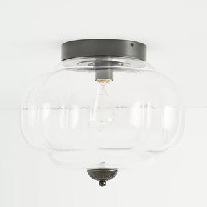 Lumi Milk Glass Pumpkin Ceiling Light, 3-Light