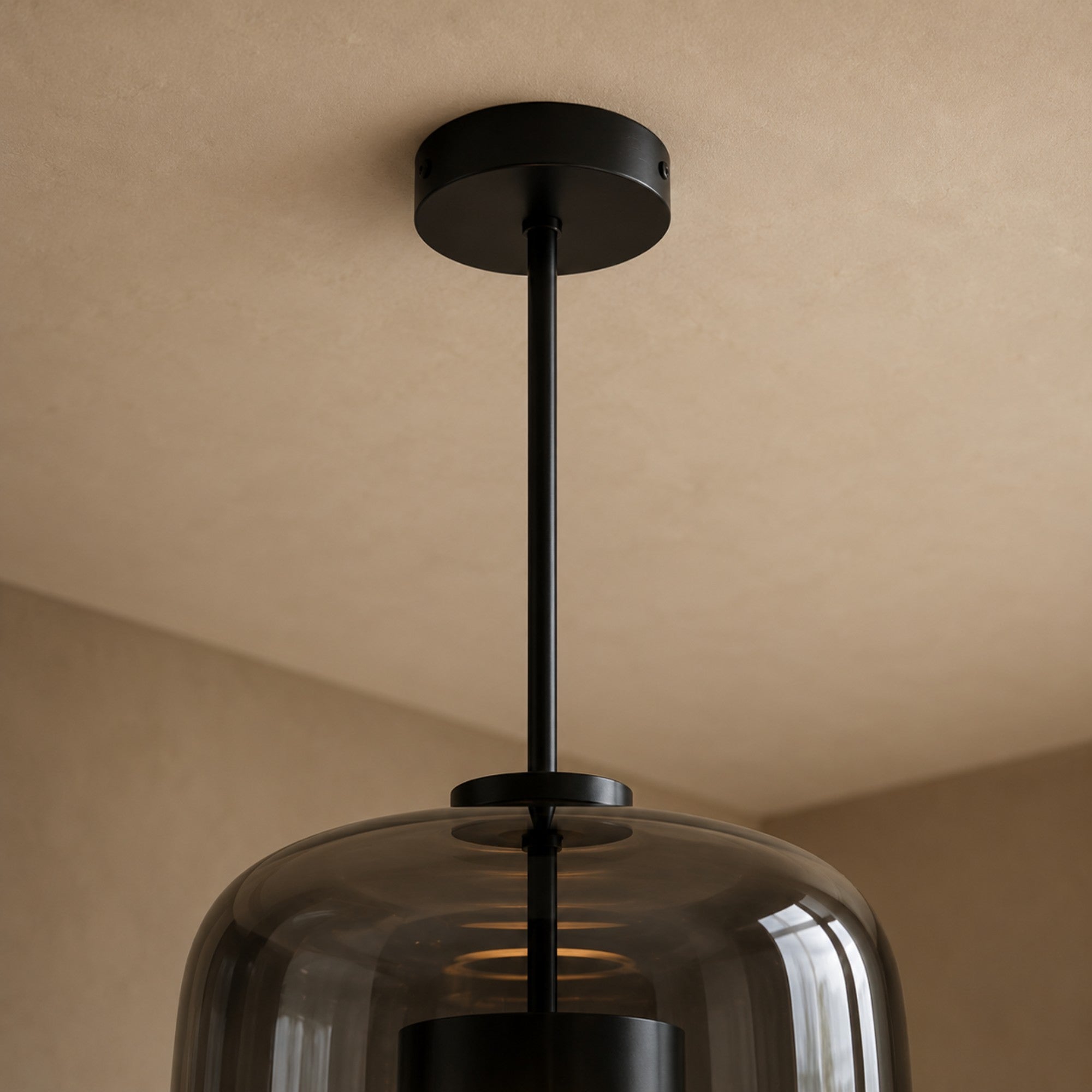 Orbe Hand-Blown Glass Pendant Light — Dimmable, 2 Sizes, Smoke or Amber Glass