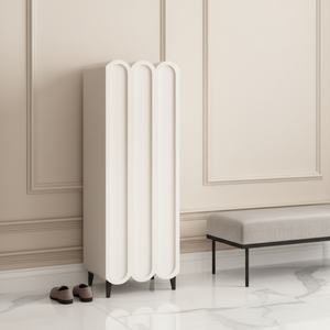 Elegant 4-Tier Shoe Storage Cabinet with Scalloped Edge Design for Entryway Shoe Storage