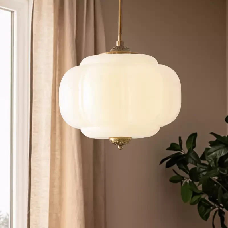 Lumi Ribbed Glass Pumpkin Pendant