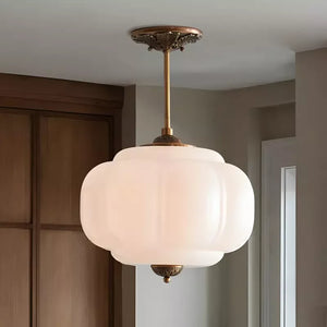 Lumi Ribbed Glass Pumpkin Pendant