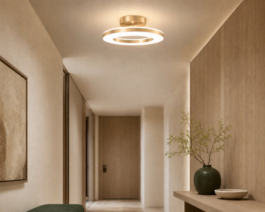 The flush mount sitting tight against a ceiling