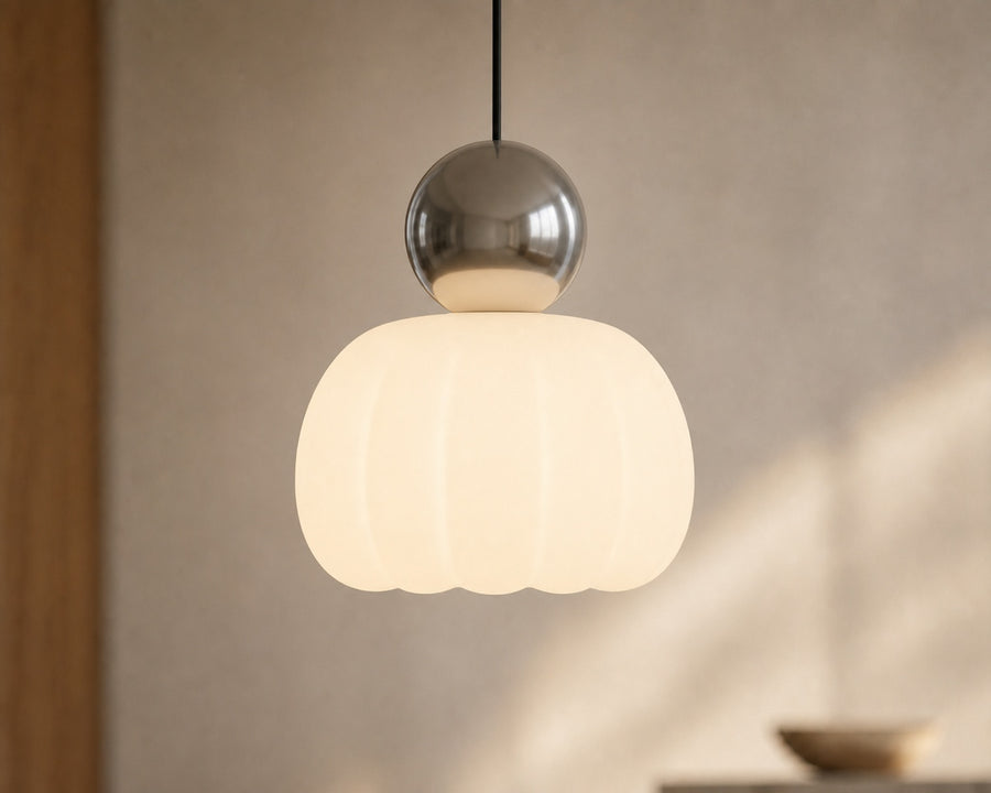 The stacked sphere-and-fluted-shade silhouette