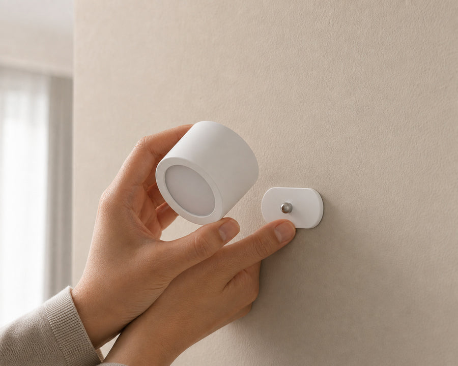 The base being pressed onto a smooth wall