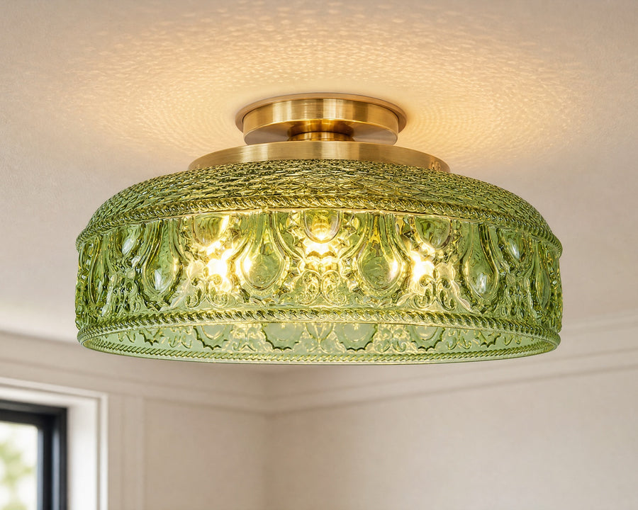 The semi-flush disc close to the ceiling