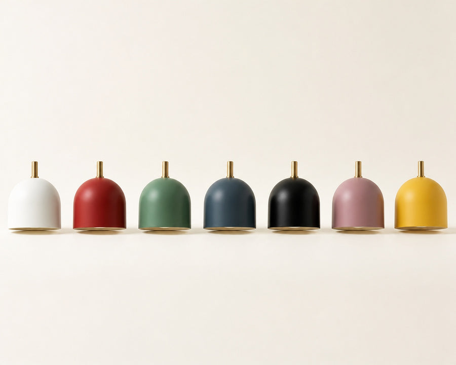 The seven shade colours shown together