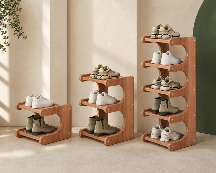 The rack shown in different tier heights