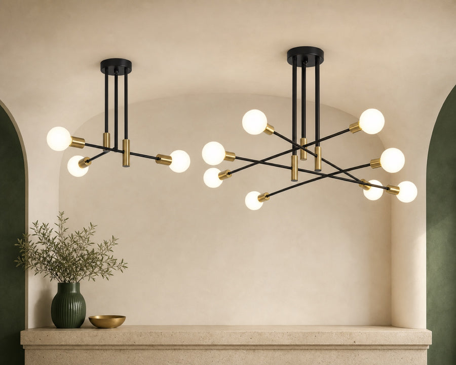 The fixture shown in 4, 6, and 8 light versions