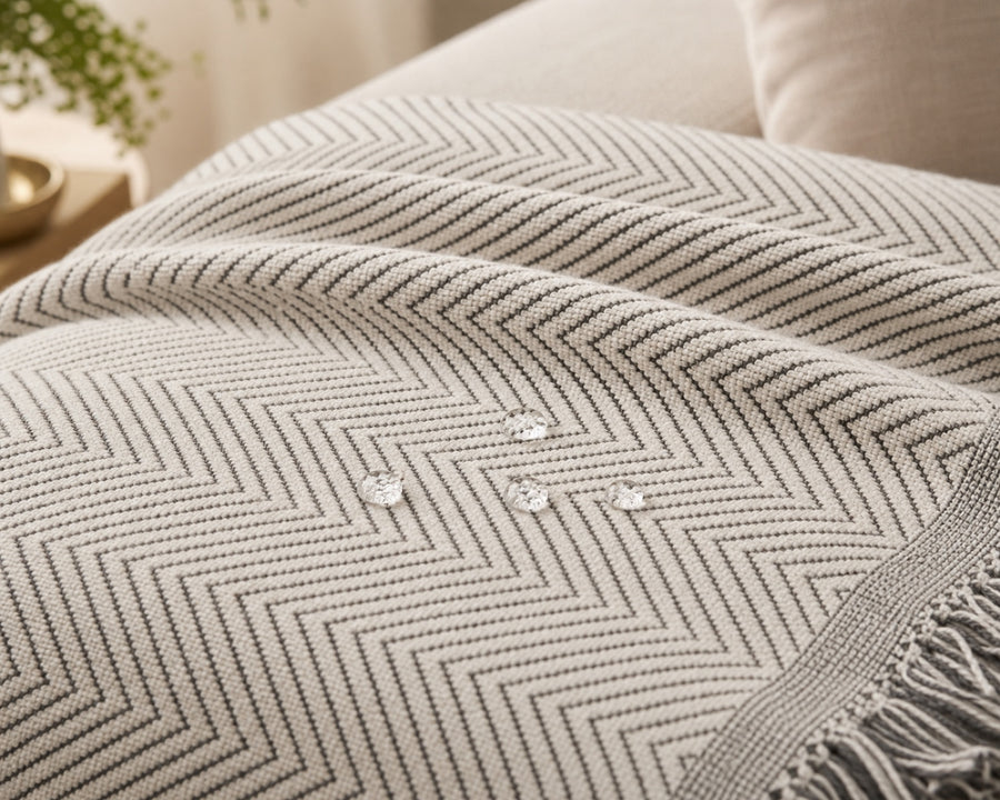 Water beading on the herringbone microfiber