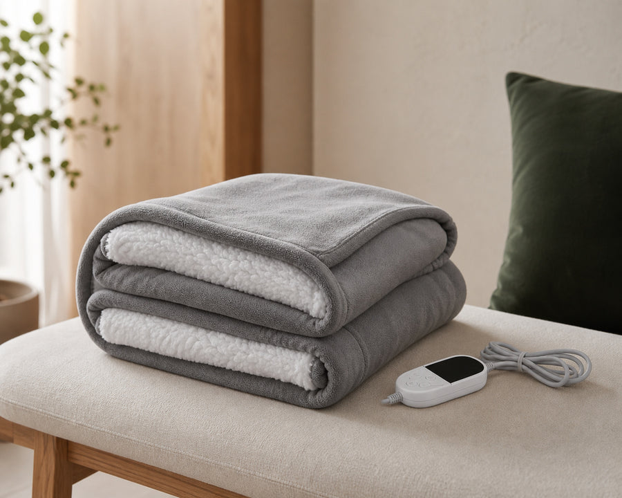 The throw folded neatly with its remote detached