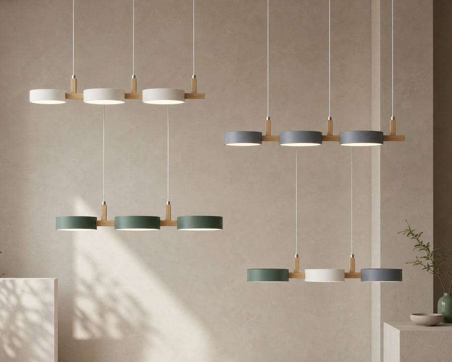 The pendant shown in white, gray and green