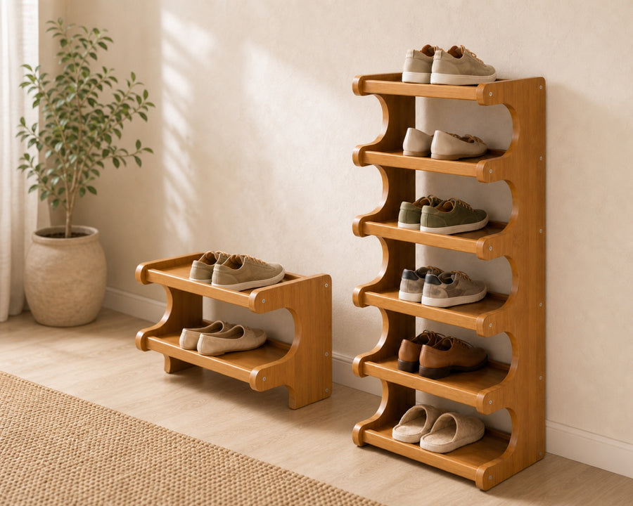The rack shown in a few different tier heights