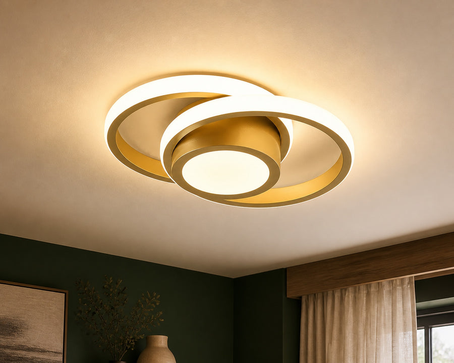 The low-profile fixture mounted flush to a ceiling