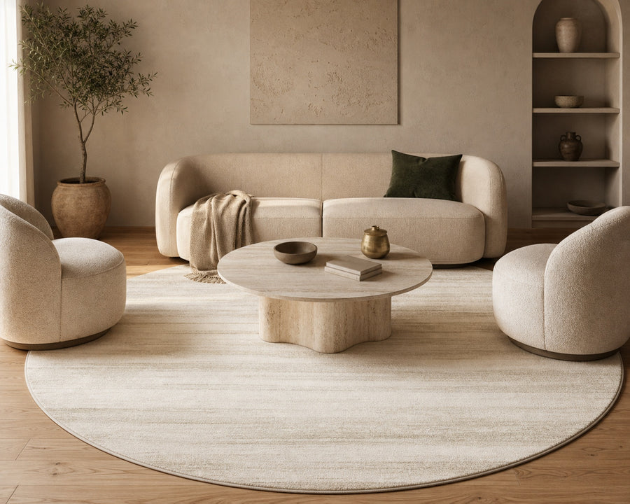 The rug in a lived-in living room