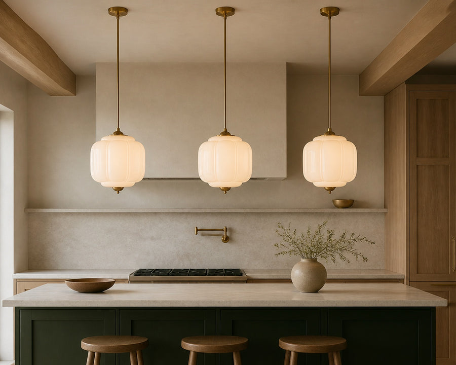 The pendant shown singly and grouped in a row