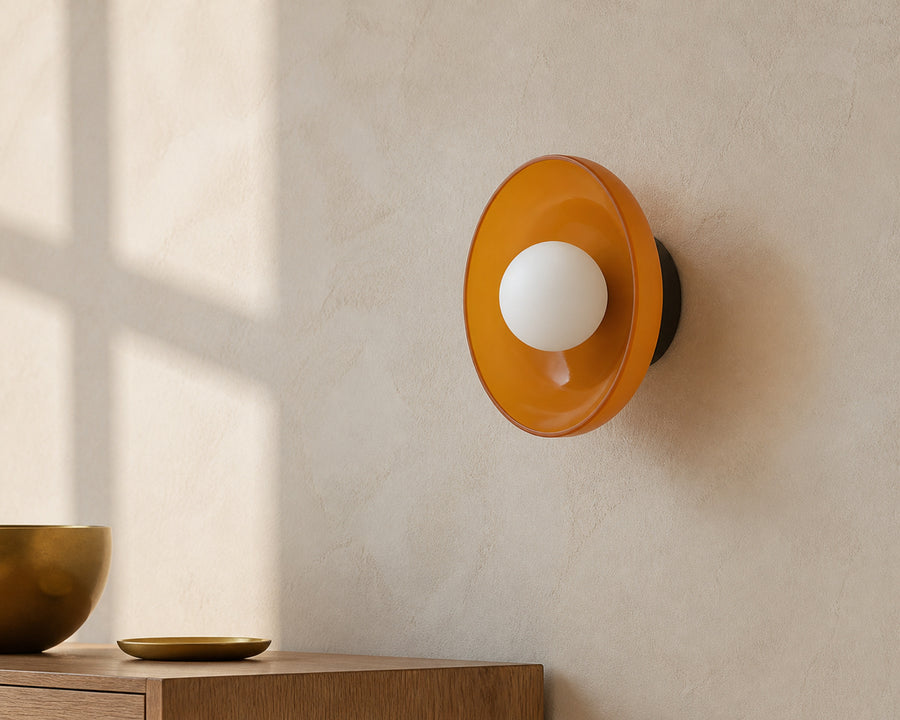 The Sonnet sconce as a sculptural form on a wall, unlit