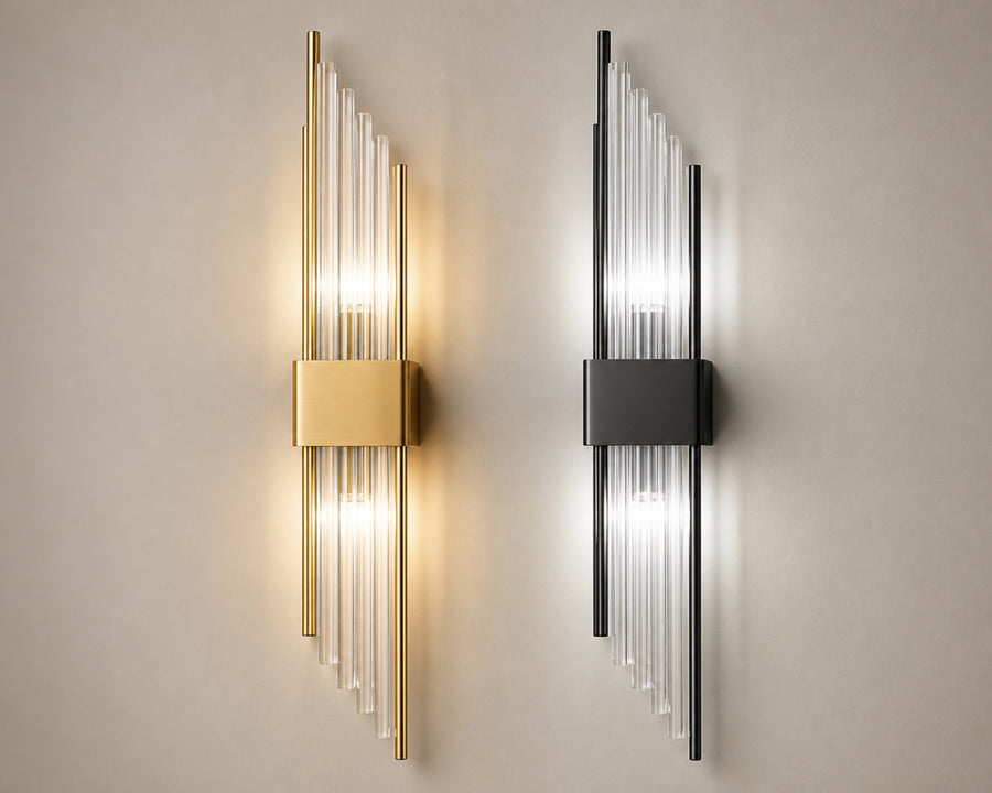 The sconce in gold and black finishes
