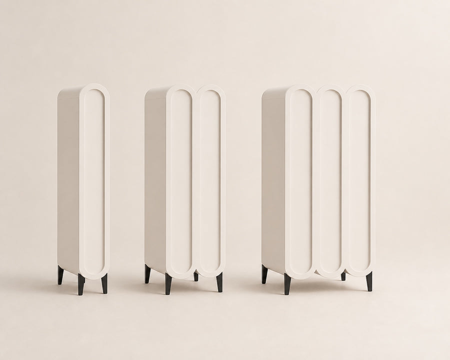 The three cabinet widths shown side by side