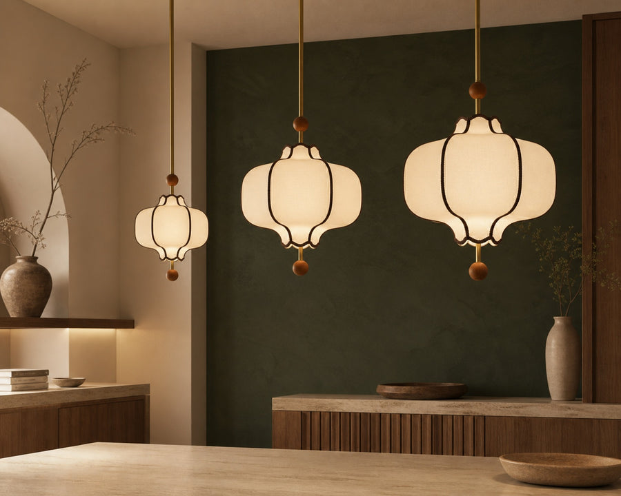 The three pendant sizes shown together