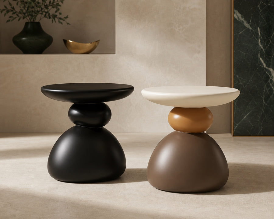 The table used beside a sofa and a bed