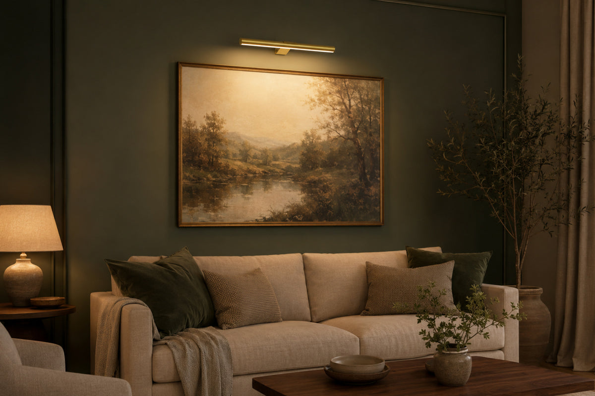 Over a framed painting