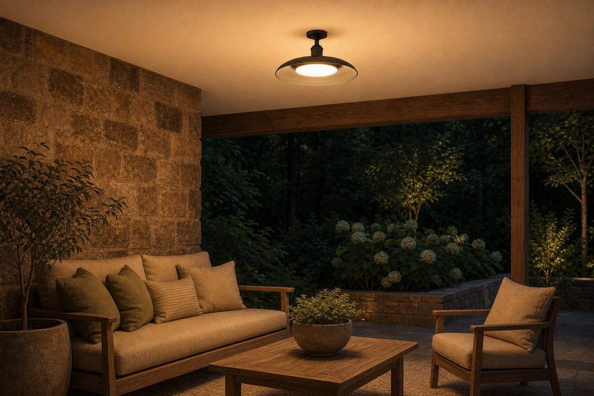 Over a covered patio