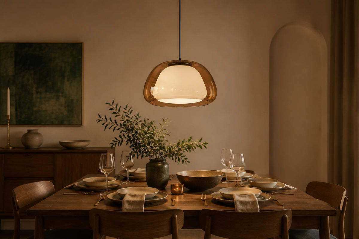 Above a dining table