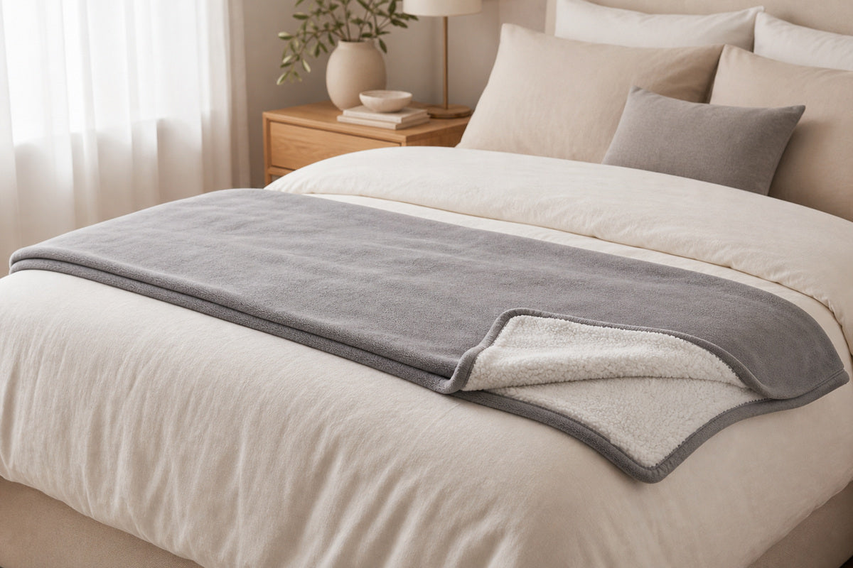 Across the bed