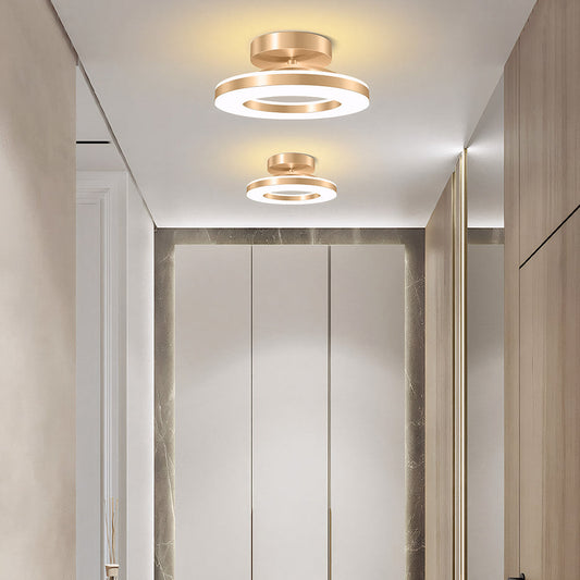 Elegant Modern Flush Mount Ceiling Light - Gold Iron LED Fixture Lighting
