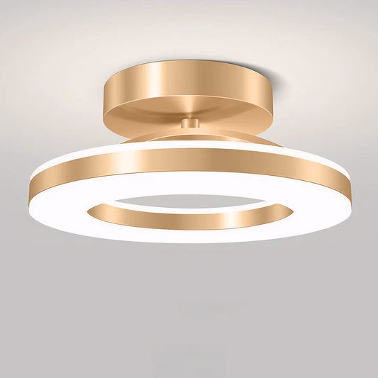 Elegant Modern Flush Mount Ceiling Light - Gold Iron LED Fixture Lighting