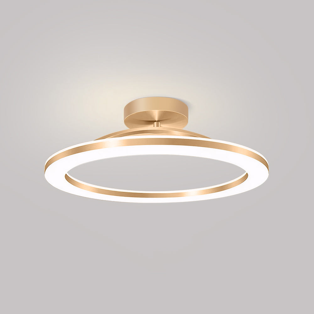Elegant Modern Flush Mount Ceiling Light - Gold Iron LED Fixture Lighting