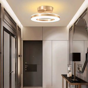 Elegant Modern Flush Mount Ceiling Light - Gold Iron LED Fixture Lighting