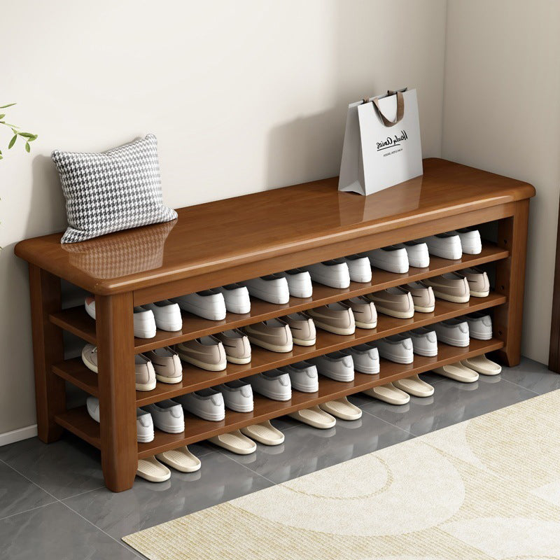 Elegant Solid Wood Shoe Bench with 3 Tiers for Entryway Storage Benches