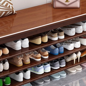 Elegant Solid Wood Shoe Bench with 3 Tiers for Entryway Storage Benches