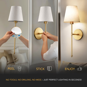 Wireless Peel and Stick Wall Sconces, Set of 2