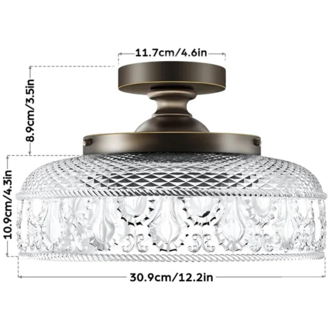 Jules Textured Glass Disc Ceiling Light, 3-Light Semi-Flush
