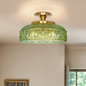 Jules Textured Glass Disc Ceiling Light, 3-Light Semi-Flush