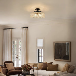 Jules Textured Glass Disc Ceiling Light, 3-Light Semi-Flush