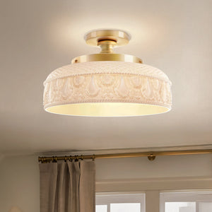 Jules Textured Glass Disc Ceiling Light, 3-Light Semi-Flush