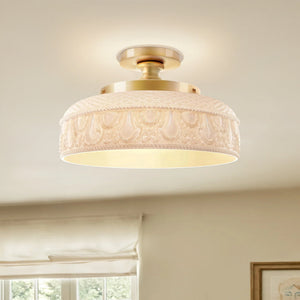 Jules Textured Glass Disc Ceiling Light, 3-Light Semi-Flush