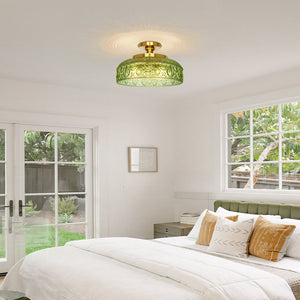 Jules Textured Glass Disc Ceiling Light, 3-Light Semi-Flush