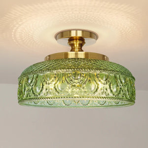 Jules Textured Glass Disc Ceiling Light, 3-Light Semi-Flush