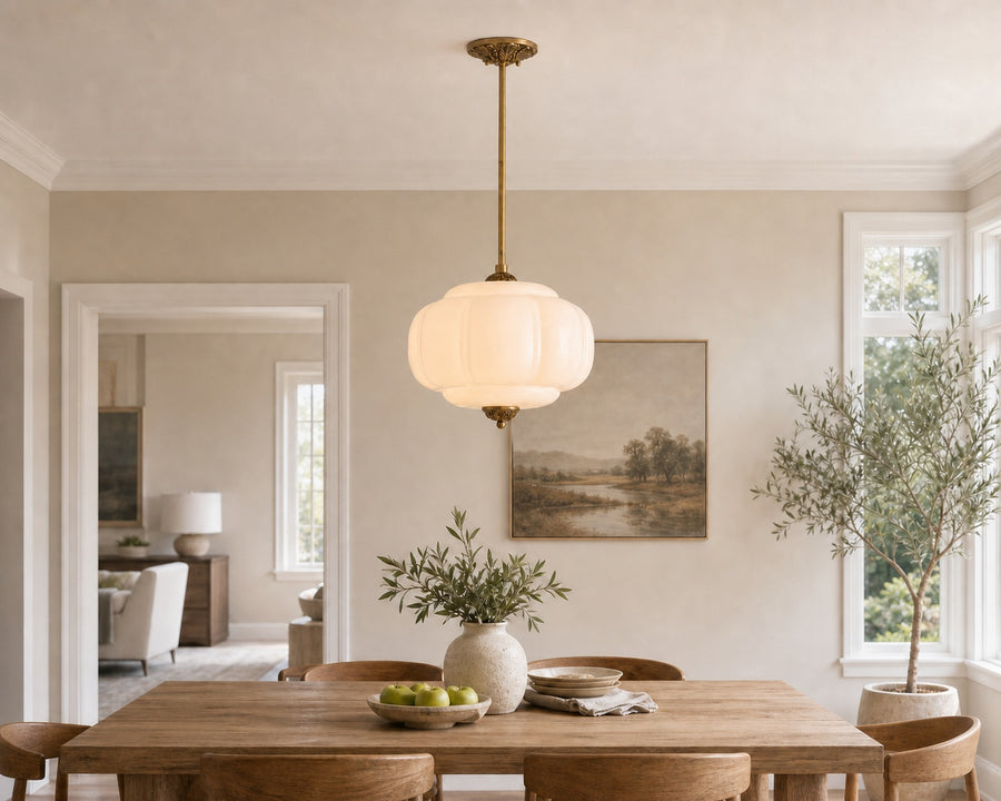 The pendant hanging over a dining table