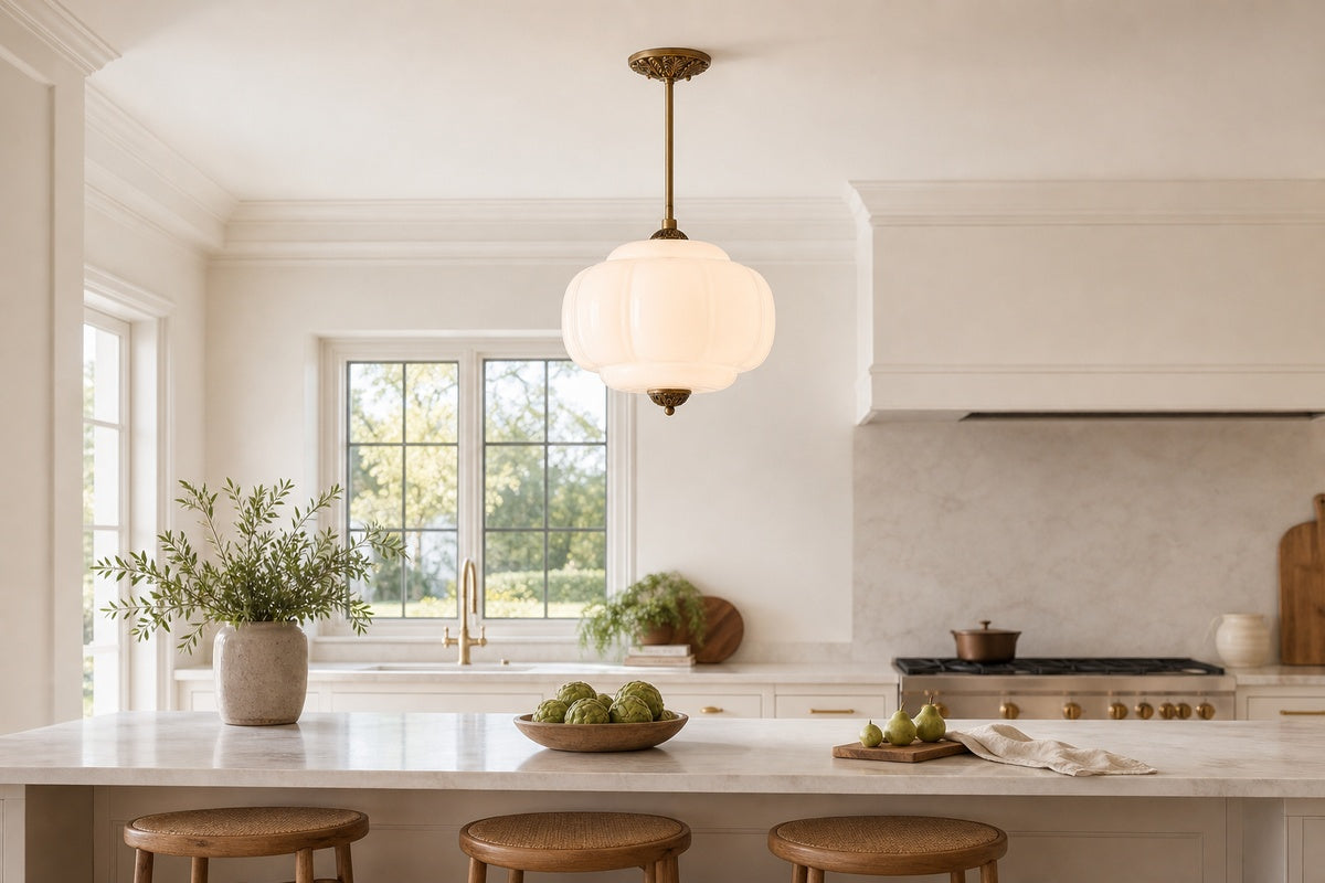 Above a kitchen island