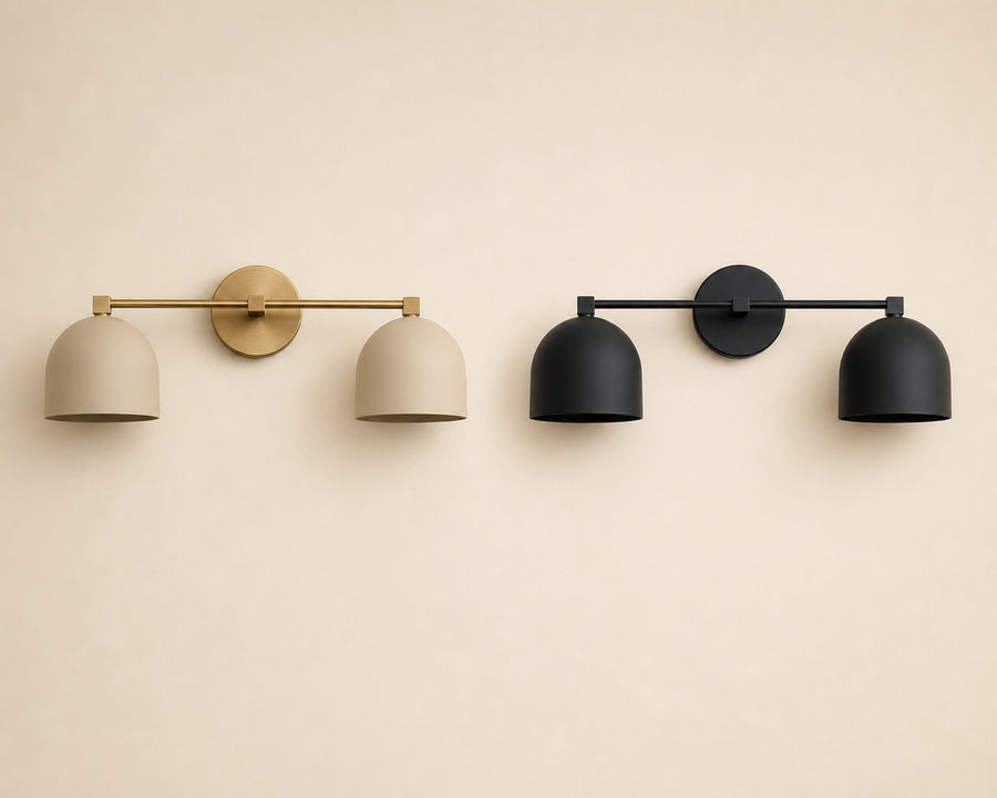 Several shade and metal pairings shown together