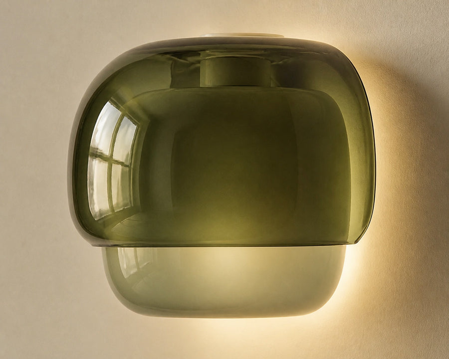 Close detail of the double layered glass shade