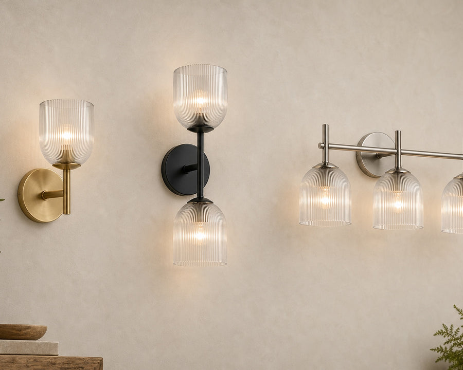 The single, two light, and three light shown at the same scale