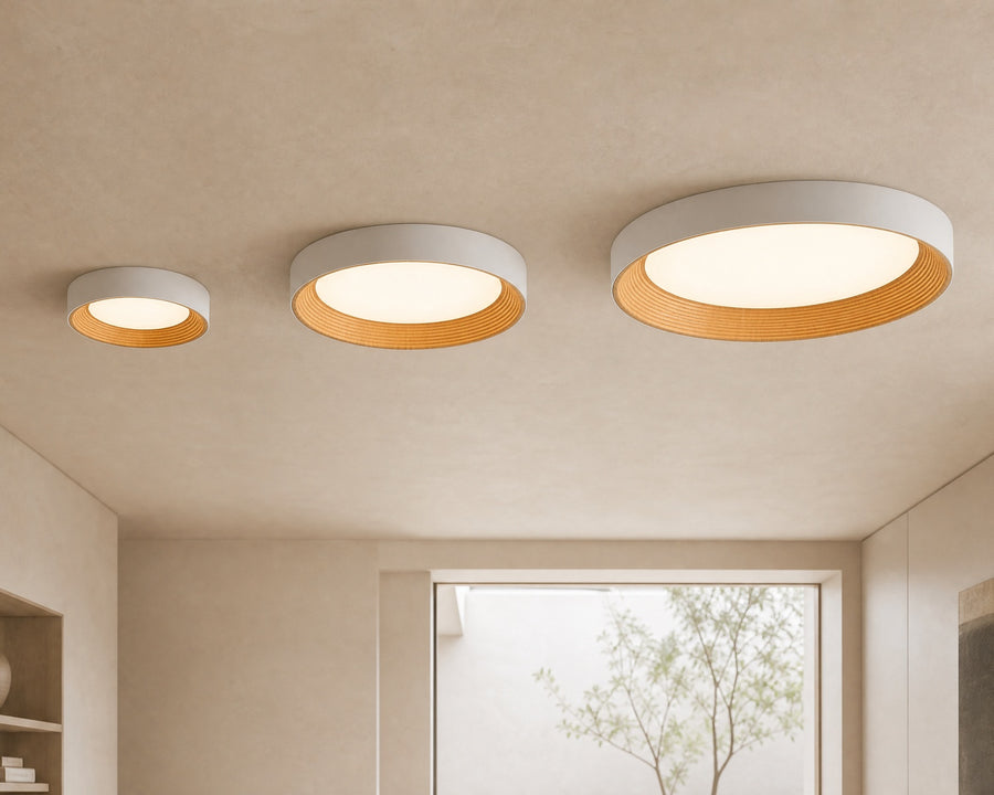 Three diameters shown to scale against a ceiling